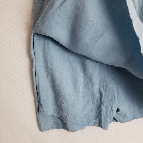 The Wheat Collection 100% Linen‎ Skort Skirt Womens Small Blue Mini Beach Tennis - Picture 3 of 10
